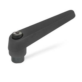 GN 101 Adjustable Hand Levers, Zinc Die Casting, Threaded Bushing Steel Color: SW - Black, RAL 9005, textured finish