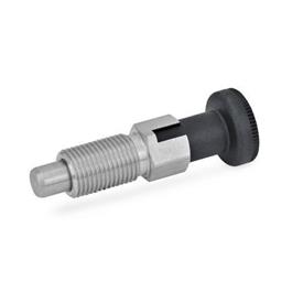 GN 717 Stainless Steel Indexing Plungers, with Knob, with and without Rest Position Type: C - With rest position, without lock nut<br />Material: NI - Stainless steel