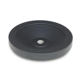 GN 323 Volantes de disco, negro, revestimiento de plástico Código de orificio: B - sin chavetero<br />Tipo: A - sin manilla