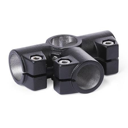 GN 198 Angle Connector Clamps, Aluminum Finish: SW - Black, RAL 9005, textured finish