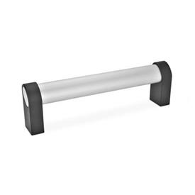 GN 335 Oval Tubular Handles, with Inclined Profile, Aluminum / Zinc die casting Type: A - Mounting from the back (threaded blind bore)<br />Finish: EL - Anodized, natural color