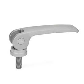 GN 927.7 Clamping Levers with Eccentrical Cam, Stainless Steel, with Threaded Stud Type: B - Stainless steel contact plate without setting nut