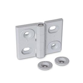 GN 127 Hinges, Zinc Die Casting, Adjustable Type: B - Horizontally adjustable<br />Finish: SR - Silver, RAL 9006, textured finish