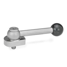GN 918.5 Eccentric Cams, Stainless Steel, Radial Clamping, with Threaded Bolt Type: GV - With ball lever, straight (serration)<br />Clamping direction: L - By anti-clockwise rotation