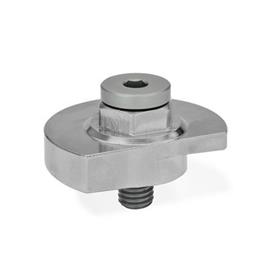 GN 918.7 Clamping Bolts, Stainless Steel, Downward Clamping, with Threaded Bolt Type: SK - With hex<br />Clamping direction: R - By clockwise rotation (drawn version)