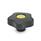 GN 5337.2 Sterngriffe mit farbigen Abdeckkappen, Kunststoff, Buchse Messing Form: E - mit Abdeckkappe (Gewinde-Sackloch)
Farbe der Abdeckkappe: DGB - gelb, RAL 1021, matt