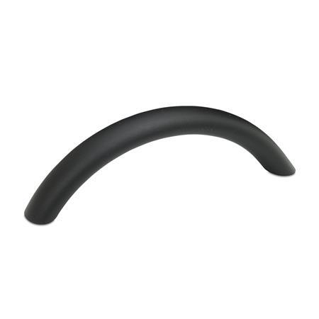 GN 565.4 Arch Handles, Aluminum Type: A - Mounting from the back (threaded blind bore)
Finish: SW - Black, RAL 9005, textured finish