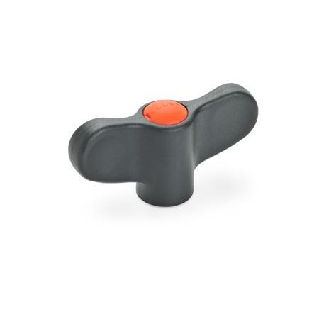 Wing Nuts GN 634: Plastic, Threaded Bushing Brass