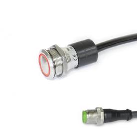 GN 3310 Schalter, Edelstahl, mit Leucht-Drucktaster Beleuchtung: RG - rot/grün (bi-color)<br />Anschlussart: KS - Stecker