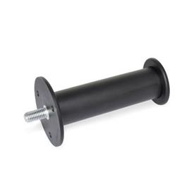 GN 539.2 Cylindrical Handles, Plastic, Threaded stud Type: B - With hand guard, both sides
