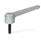 GN 126 Flat Adjustable Tension Levers, Zinc Die Casting, Insert Steel, with External Thread Color: SR - Silver, RAL 9006, textured finish