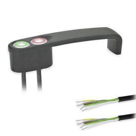 GN 422 Bügelgriffe, mit elektrischer Schaltfunktion, mit Kabel Form: T2 - mit 2 Taster<br />Oberfläche: SW - schwarz, RAL 9005, strukturmatt