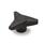 GN 533.6 Boutons à trois lobes, plastique, douille filetée laiton / inox, Softline Couleur du capuchon: DSW - noir, RAL 9005, finition mat