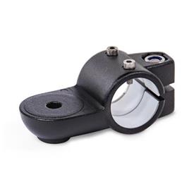 GN 278.1 Swivel Clamp Linear Actuator Connectors, Aluminum d1: G - with slide insert<br />Type: OZ - Without centring step (smooth)<br />Finish: SW - Black, RAL 9005, textured finish