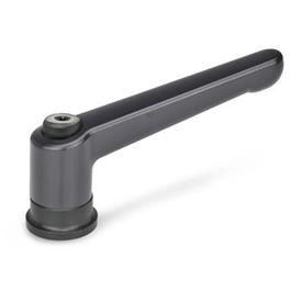 GN 300.4 Adjustable Hand Levers, Zinc Die Casting, Insert Steel, with Internal Thread, with Increased Clamping Force Color: SZ - Black, RAL 9005, silk finish