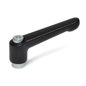 GN 300.2 Adjustable Hand Levers, Zinc Die Casting, Bushing Steel, Zinc Plated Color: SW - Black, RAL 9005, textured finish