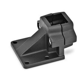 GN 166 Off-Set Base Plate Connector Clamps, Aluminum d<sub>1</sub> / s: V - Square<br />Finish: SW - Black, RAL 9005, textured finish