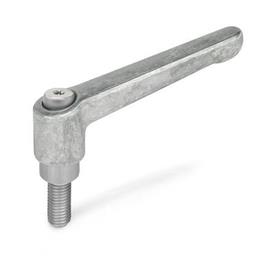 GN 300.1 Adjustable Hand Levers, Zinc Die Casting, Threaded Stud Stainless Steel Color: RH - Uncoated