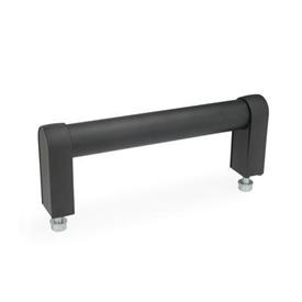 GN 669 Tubular Handles, Aluminum Type: B - Mounting from the operator's side<br />Finish: SW - Black, RAL 9005, textured finish