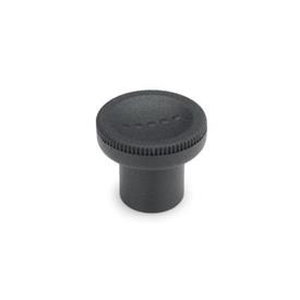 GN 676 Knurled Knobs, Plastic, Threaded Bushing Brass Color: SG - Black-gray, RAL 7021, matte finish