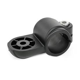 GN 278.9 Swivel Clamp Connectors, Plastic Type: OZ - Without centring step (smooth)<br />Color: SW - Black, RAL 9005, matte finish