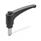 GN 603 Adjustable Hand Levers, Plastic, Threaded Stud Steel, with Releasing Button Color (Releasing button): DSG - Black-gray, RAL 7021, shiny finish