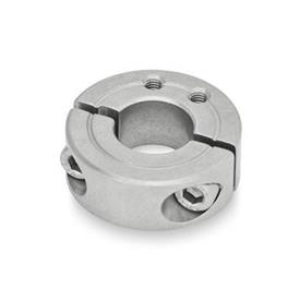 GN 7072.1 Split Shaft Collars, Stainless Steel, with Extension-Tapped Holes Type: B - Extension-tapped holes, axial