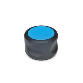 GN 624.5 Control Knobs, Plastic, Bushing Stainless Steel, Softline Color of the cover cap: DBL - Blue, RAL 5024, matte finish