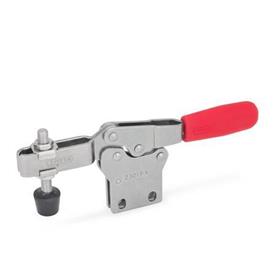 GN 820.1 Toggle Clamps, Stainless Steel, Operating Lever Horizontal, with Vertical Mounting Base Material: NI - Stainless steel<br />Type: NC - Forked clamping arm, with two flanged washers and clamping screw GN 708.1