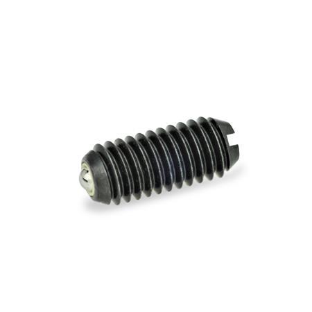 GN 615.8 Spring Plungers, Ball with Friction Bearing, with Slot, Steel Type: K - Steel, standard spring load