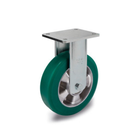 GN 22886 Heavy Duty Casters, Wheel Tread Polyurethane, Wheel Core Aluminum, Heavy Version Bearing type: K - Ball bearing<br />Type (bracket): B - Rigid bracket<br />Coding: H - Heavy Version<br />Material (bracket): ST - Steel sheet metal, zinc plated