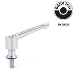 Adjustable Hand Levers, Stainless Steel, DGUV certified, with External Thread, Hygienic Design