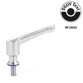 GN 305 Adjustable Hand Levers, with Threaded Stud, Stainless Steel, Hygienic Design Material (Sealing ring): H - HNBR