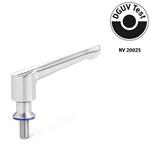 Adjustable Hand Levers, with Threaded Stud, Stainless Steel, Hygienic Design
