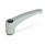 GN 602 Adjustable Hand Levers, Zinc Die Casting, Insert Steel, with Internal Thread / Reamed Hole Color: SR - Silver, RAL 9006, textured finish