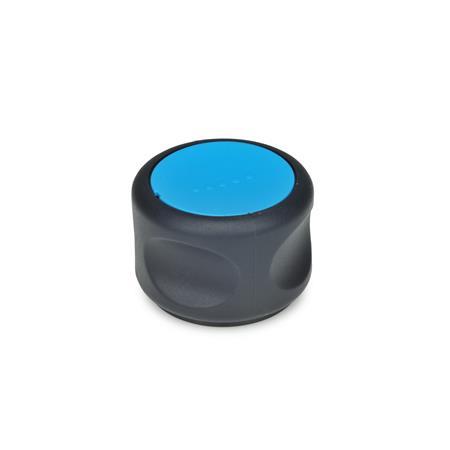 GN 624 Control Knobs, Plastic, Bushing Steel, Softline Color of the cover cap: DBL - Blue, RAL 5024, matte finish