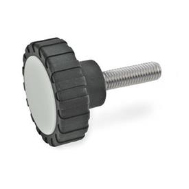 GN 7336 Knurled Screws, Plastic, with Threaded Stud Steel / Stainless Steel Material: NI - Stainless steel