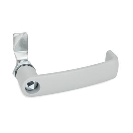 GN 115.7 Latches with Cabinet U-Handle, Operation with Socket Key Type: DK - With triangular spindle
Finish: SR - Silver, RAL 9006, textured finish