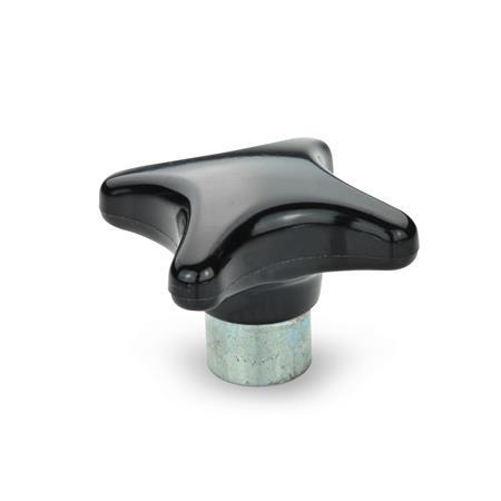 Hand Knobs GN 6335.1: Phenolic Resin, with Protruding Steel Bushing