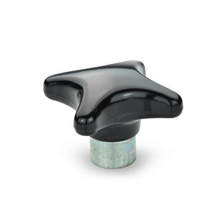 GN 6335.1 Hand Knobs, Duroplast, with Protruding Steel Bushing 
