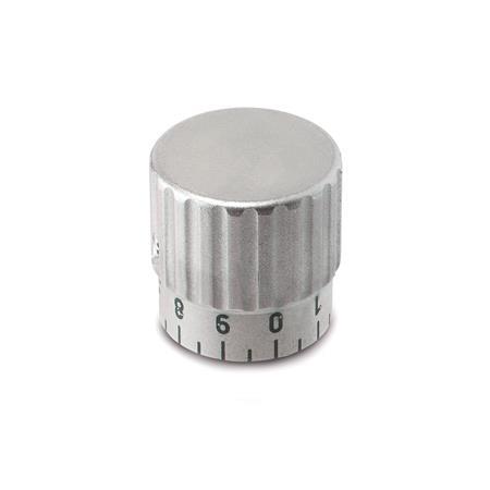 GN 436.1 Control Knobs, Stainless Steel Type: S - With standard scale 0...9, 20 graduations
