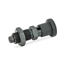 GN 817 Indexing Plungers, Steel / Plastic Knob Type: CK - With rest position, with lock nut