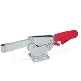 GN 820.3 Toggle Clamps, Operating Lever Horizontal, with Lock Mechanism, with Horizontal Mounting Base Type: OL - Solid clamping arm, with clasp for welding