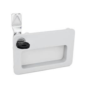 GN 115.10 Latches with Gripping Tray, Operation with Key, Lockable Type: SC - With key (same lock)<br />Finish: SR - Silver, RAL 9006, textured finish<br />Identification no.: 1 - Operation in the illustrated position, at the top left