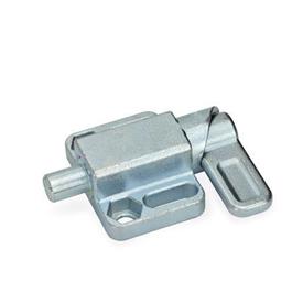 GN 722.3 Spring Latches with Flange for Surface Mounting, Parallel to the Plunger Pin Type: L - Left indexing cam<br />Finish: ZB - Zinc plated, blue passivated
