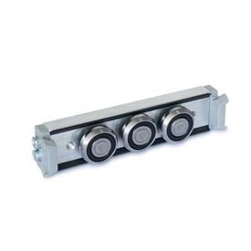 GN 2424 Cam Roller Carriages Type: N - Normal roller carriage, central arrangement<br />Version: X - With wiper for fixed bearing rail (X-rail)