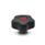 GN 5337.6 Pomos en estrella, plástico, casquillo latón, Softline, con tapas de cubierta de colores Color de la tapa de cubierta: DRT - rojo, RAL 3000, acabado mate