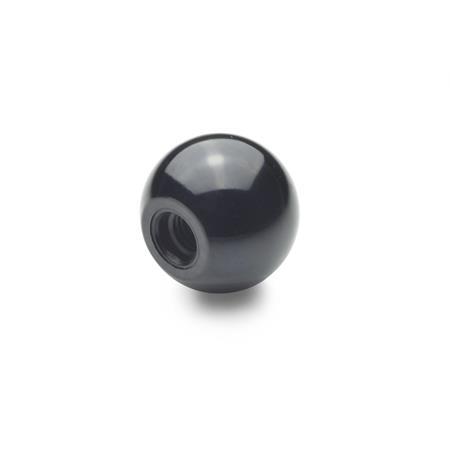 DIN 319 Impugnature fisse a sfera, plastica Materiale: KU - Plastica
Tipo: C - Con foro filettato (senza boccola)