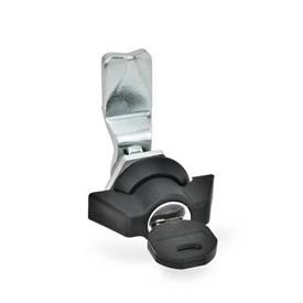 GN 115 Latches with Operating Elements, Lockable, Housing Collar Black Powder Coated Type: SUK - Operation with wing knob (different lock)