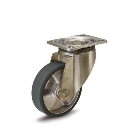 GN 22885 Medium Duty Casters, Wheel Tread Polyurethane, Wheel Core Aluminum, Medium Version Bearing type: K - Ball bearing
Type (bracket): L - Swivel bracket with mounting plate
Coding: M - Medium version
Material (bracket): STE - Steel sheet metal, zinc plated, with ESD wheel